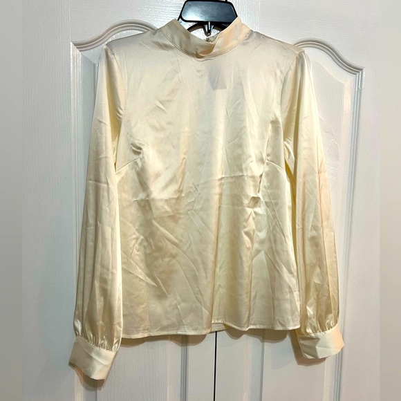 Express Medium Long Sleeve Woman V- Neck Blouse with stones around & below neck - Picture 2 of 7